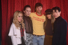 THE TRAITORS -- 'Leap of Faith' Episode 411 -- Pictured: (l-r) Tara Lipinski, Johnny Weir, Rob Rausch, Maura Higgins, Eric Nam -- (Photo by: Euan Cherry/Peacock)