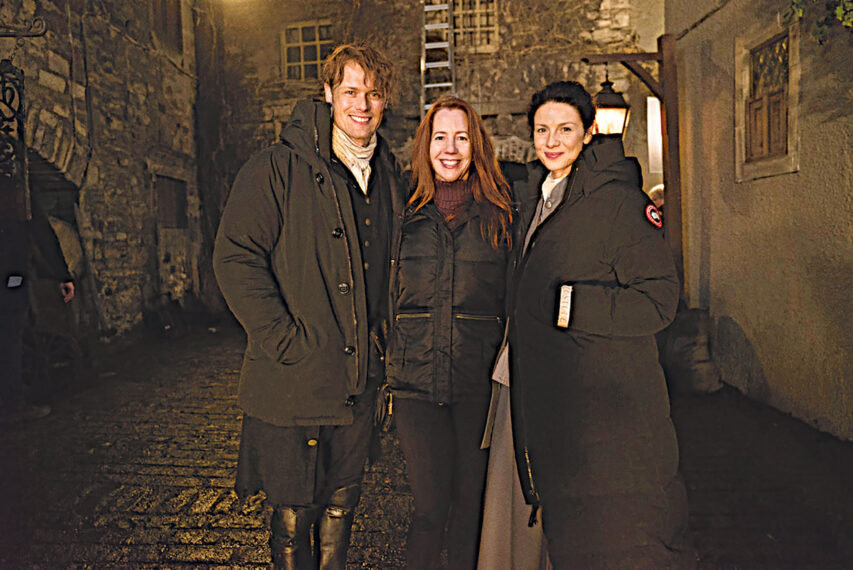 Outlander ,Heughan, Balfe with West Coast Editora Kate Hahn