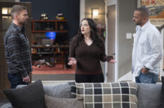 Seann William Scott, Kat Dennings, and Jesse Williams as Gabe, Riley, and Andy in Shifting Gears