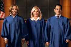 Tanya Acker, Patricia DiMango, and Adam Levy, 'Tribunal Justice' Season 3 key art, Prime Video.