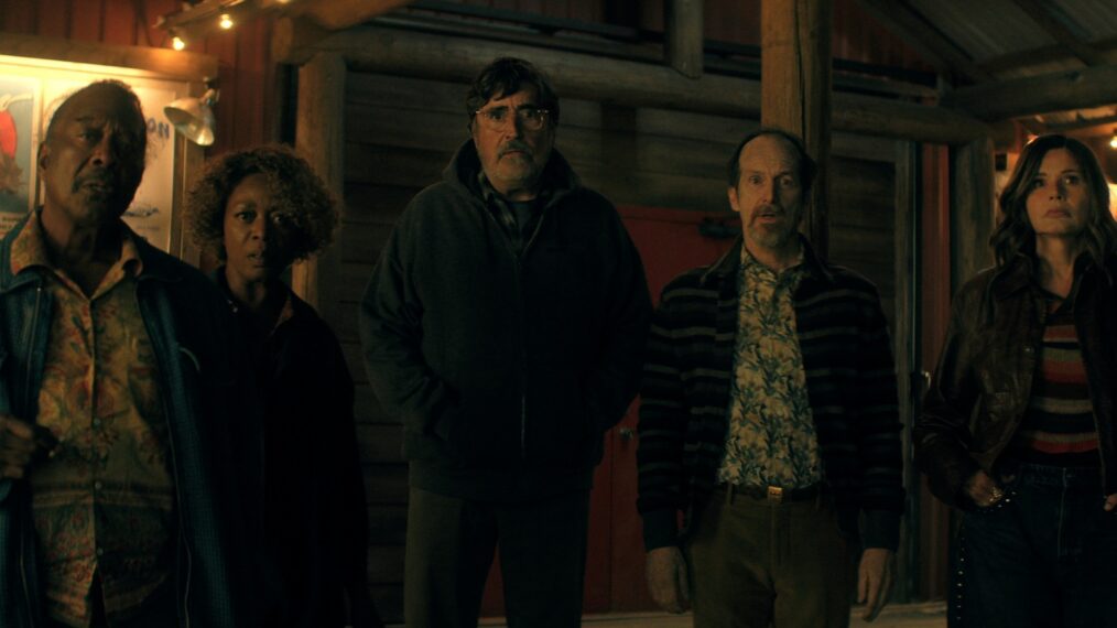 The Boroughs. (L to R) Clarke Peters as Art, Alfre Woodard as Judy, Alfred Molina as Sam, Denis OÕHare as Wally, Geena Davis as Renee in The Boroughs. Cr. Courtesy of Netflix © 2026