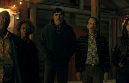 The Boroughs. (L to R) Clarke Peters as Art, Alfre Woodard as Judy, Alfred Molina as Sam, Denis OÕHare as Wally, Geena Davis as Renee in The Boroughs. Cr. Courtesy of Netflix © 2026