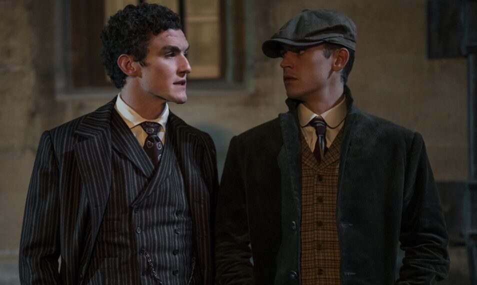 Young Sherlock, Season 1, Episode 1, Dónal Finn, Hero Fiennes Tiffin. Photo credit: Daniel Smith/Prime