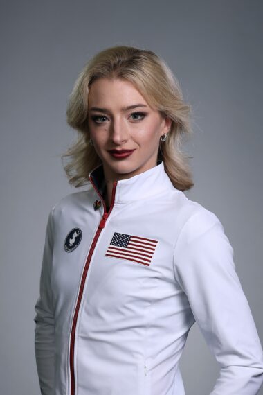 Amber Glenn poses for a portrait after being named to the 2026 United States Figure Skating Olympic team at Enterprise Center on January 11, 2026 in St Louis, Missouri.