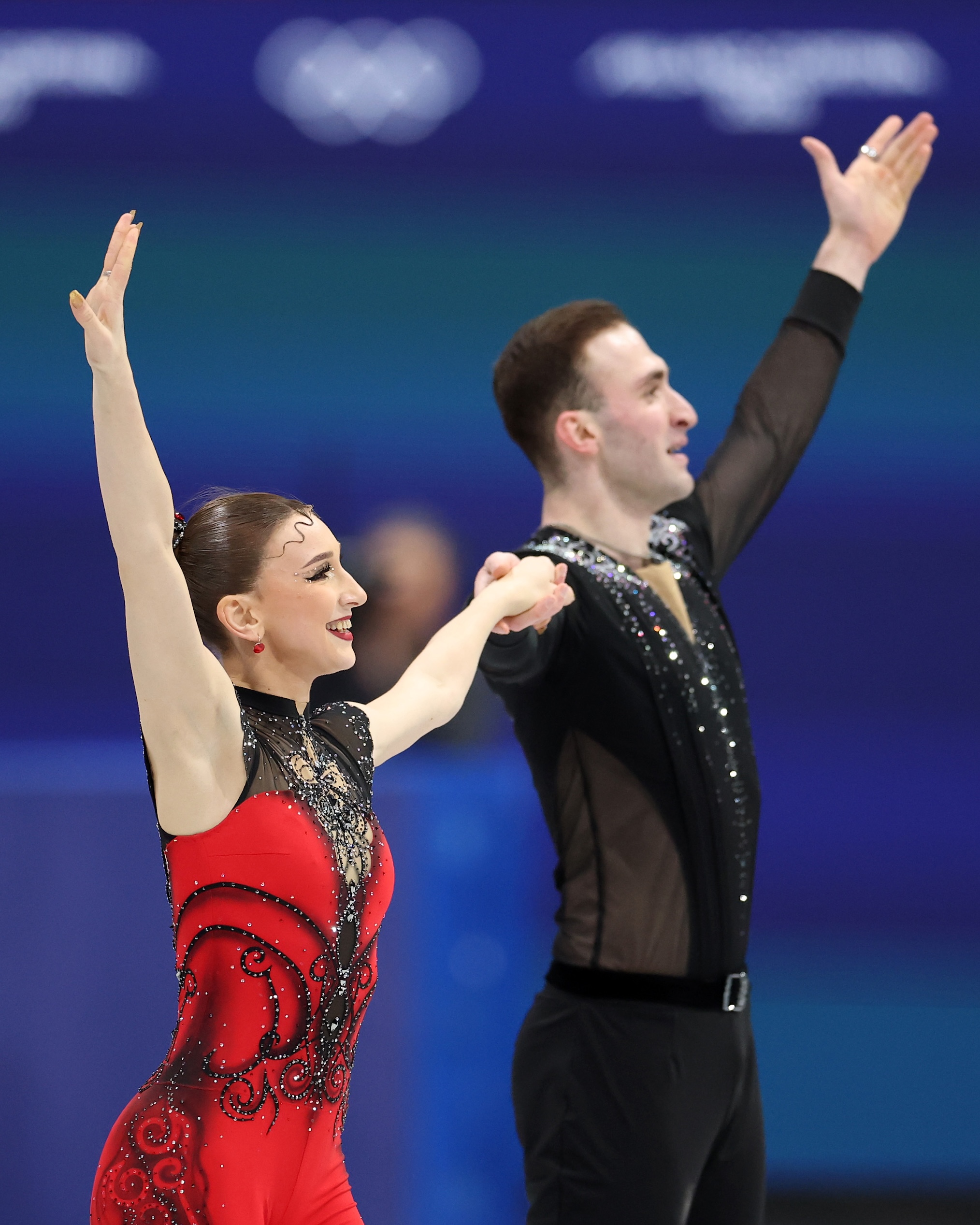 Anastasiia Metelkina and partner Luka Berulava of Team Georgia compete in Pair Skating - Short Program on day nine of the Milano Cortina 2026 Winter Olympic games at Milano Ice Skating Arena on February 15, 2026 in Milan, Italy.