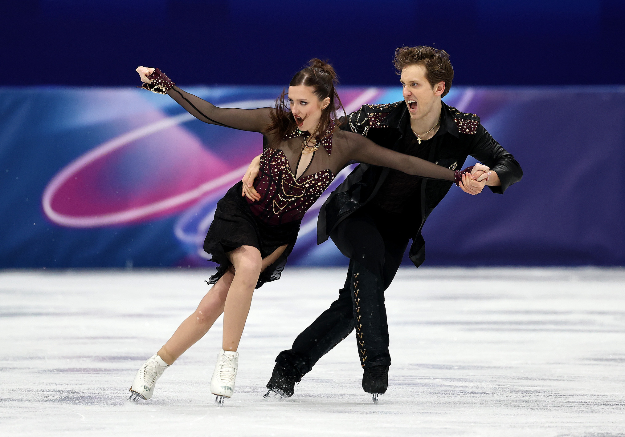 Christina Carreira and partner Anthony Ponomarenko of Team United States compete in Ice Dance - Rhythm Dance Qualification on day three of the Milano Cortina 2026 Winter Olympic games at Milano Ice Skating Arena on February 09, 2026 in Milan, Italy.