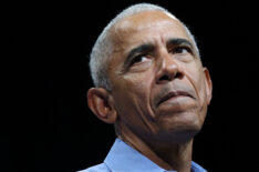 Barack Obama speaks while campaigning for Virginia Democratic gubernatorial candidate Abigail Spanberger during a campaign rally in the Chartway Arena on November 1, 2025, in Norfolk, Virginia