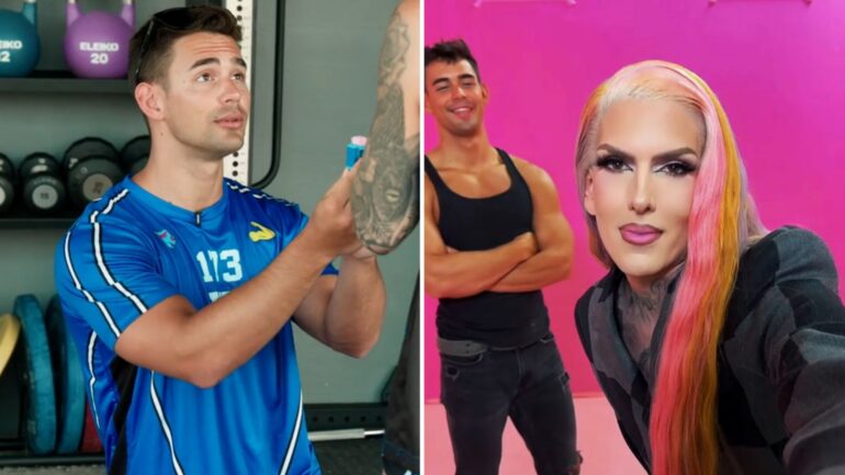 Jim in Beast Games (left), Jim and Jeffree Star in a TikTok Video (right)