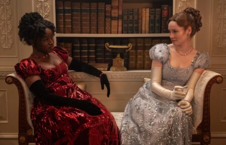 Masali Baduza as Michaela, Hannah Dodd as Francesca Bridgerton in episode 405 of Bridgerton