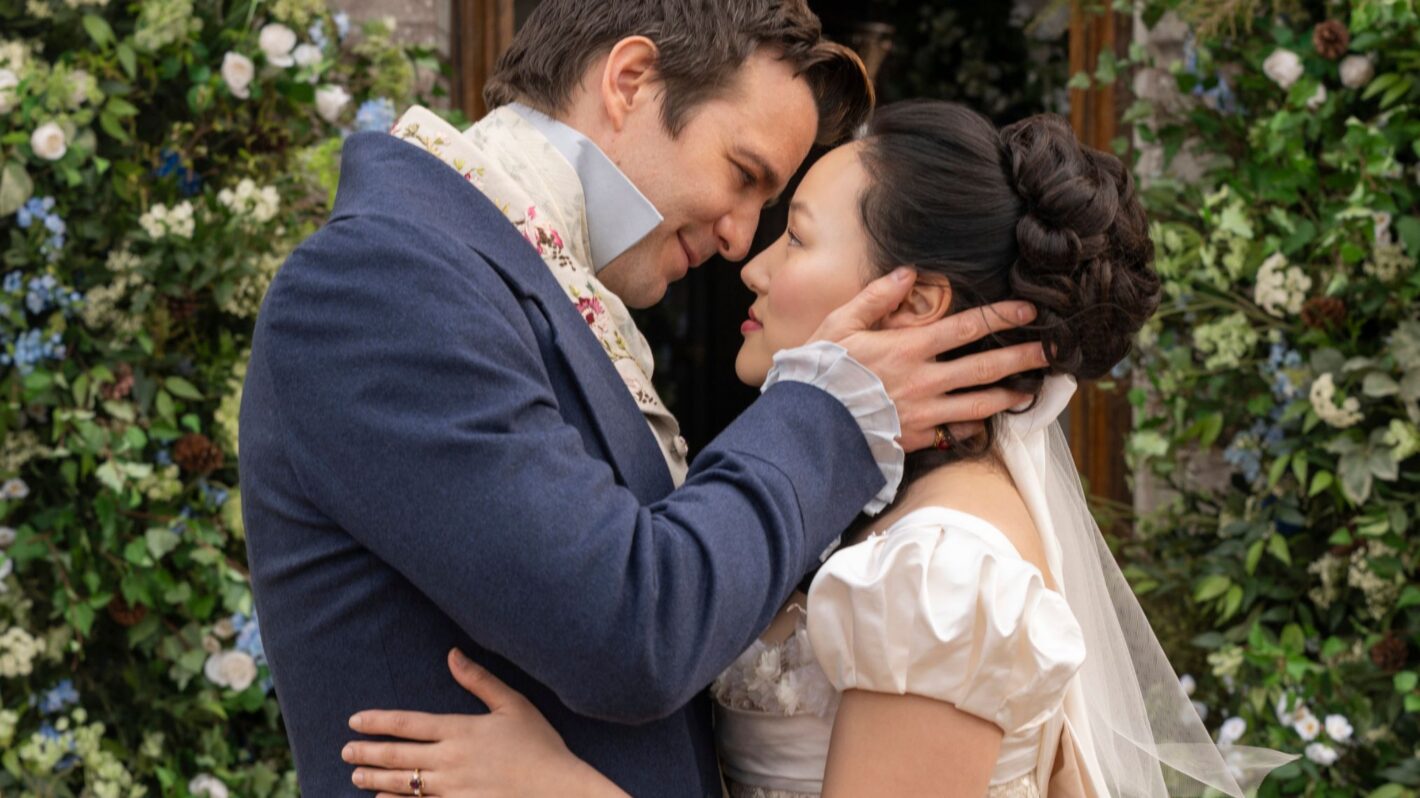 Luke Thompson and Yerin Ha in 'Bridgerton' Season 4