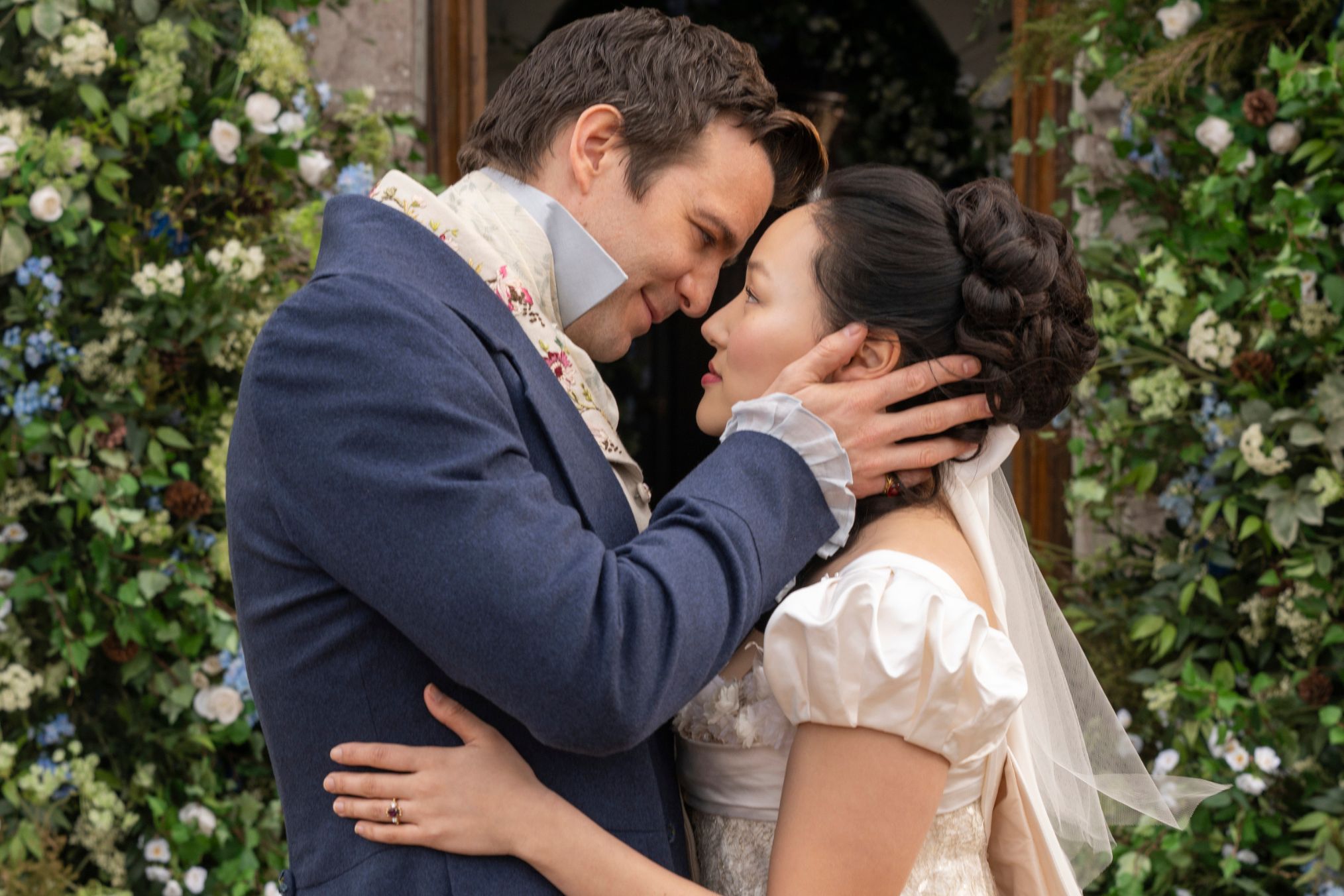 Luke Thompson and Yerin Ha in 'Bridgerton' Season 4