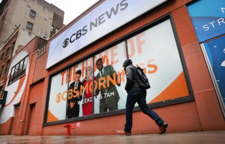 People walk by the CBS Broadcast Center in Manhattan on December 23, 2025, in New York City
