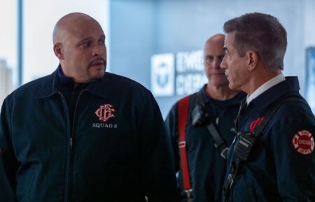 Joe Miñoso as Joe Cruz, Dermot Mulroney as Dom Pascal — 'Chicago Fire' Season 14 Episode 12 