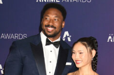 Player Myles Garrett and Snowboarder Chloe Kim attend the photocall for Crunchyroll Amine Awards 2025 Red Carpet at Grand Prince Hotel Takanawa on May 25, 2025