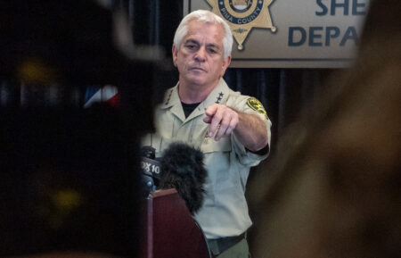 Pima County Sheriff Chris Nanos speaks to the media on February 3, 2026, in Tucson, Arizona