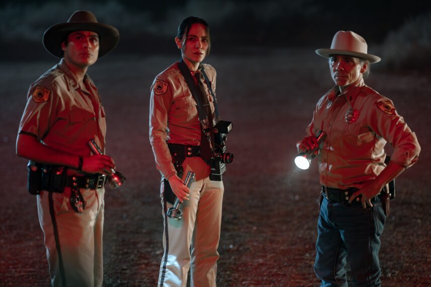 Kiowa Gordon, Jessica Matten, and Zahn McClarnon in 'Dark Winds' Season 4