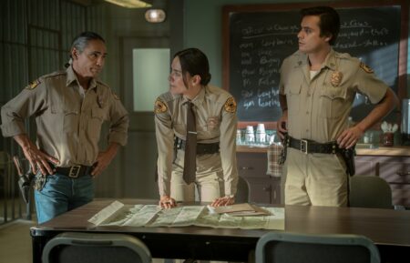 Zahn McClarnon, Jessica Matten, and Kiowa Gordon in 'Dark Winds' Season 4