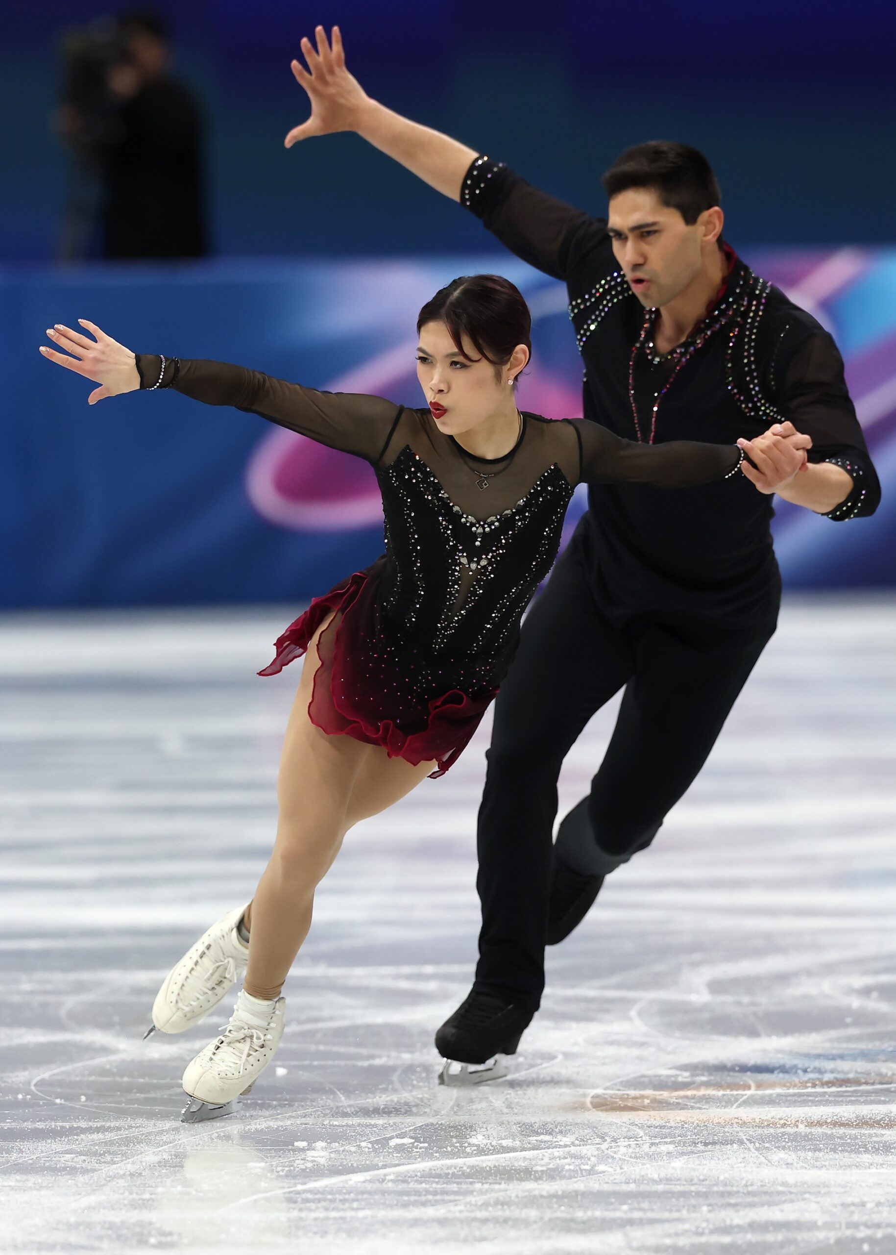 Emily Chan and partner Spencer Akira Howe of Team United States compete in Pair Skating - Short Program on day nine of the Milano Cortina 2026 Winter Olympic games at Milano Ice Skating Arena on February 15, 2026 in Milan, Italy.