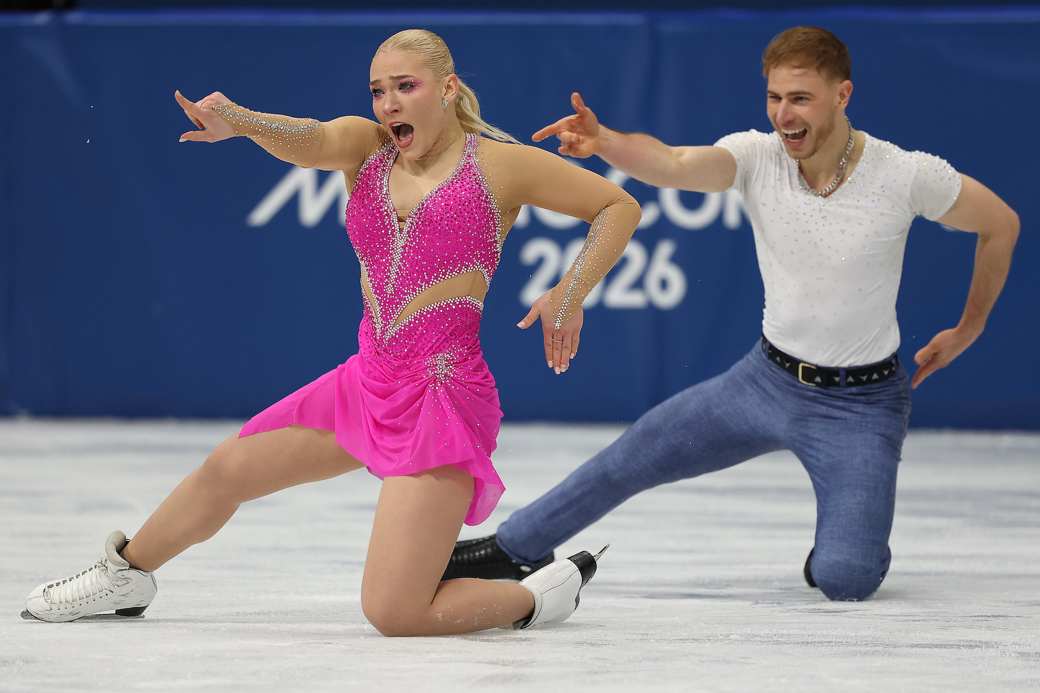 Natalie Taschlerova and partner Filip Taschler of Team Czechia compete in Ice Dance - Rhythm Dance Qualification on day three of the Milano Cortina 2026 Winter Olympic games at Milano Ice Skating Arena on February 09, 2026 in Milan, Italy.