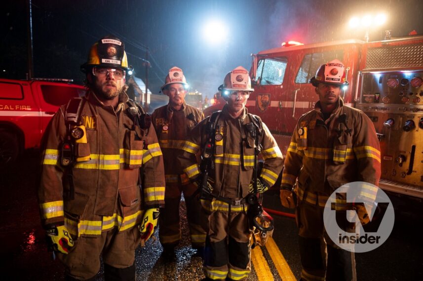 Max Thieriot as Bode Leone, Kevin Alejandro as Manny Perez, Shawn Hatosy as Chief Brett Richards, and Jordan Calloway as Jake Crawford &mdash; 'Fire Country' Season 4 Episode 12 