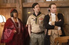 Danielle Pinnock, Richie Moriarty, and Brandon Scott Jones in 'Ghosts' Season 5