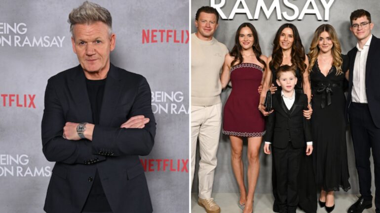 Gordon Ramsay attends the launch of "Being Gordon Ramsay" on February 16, 2026, Adam Peaty, Holly Ramsay, Tana Ramsay, Oscar James Ramsay, Tilly Ramsay and Henry Farrow attend the launch of "Being Gordon Ramsay" on February 16, 2026 in London, England