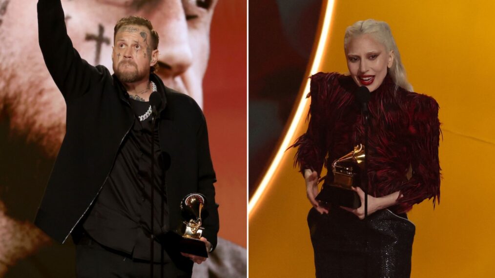 Jell Roll accepts 2026 Grammy Award (left), Lady Gaga accepts 2026 Grammy Award (right)