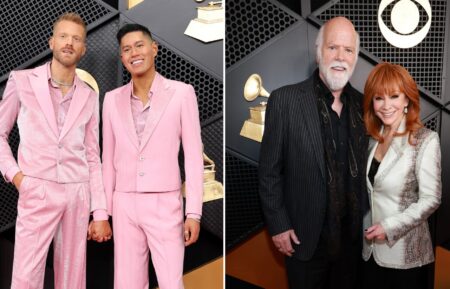 Scott and Mark Hoying (left) and Rex Linn and Reba McEntire (right) attend the 68th GRAMMY Awards on February 01