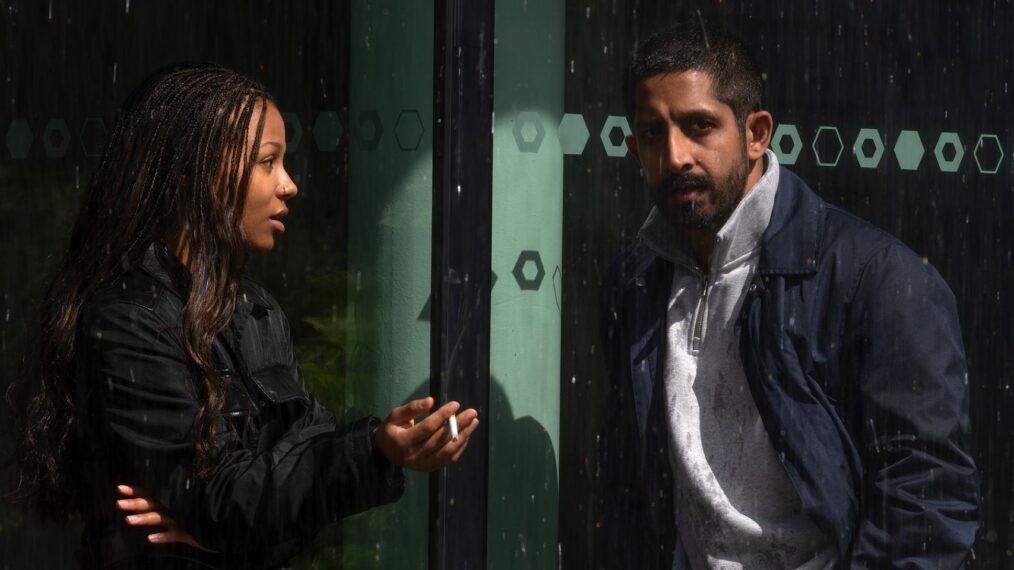 Myha'la as Harper and Sagar Radia as Rishi in 'Industry' Season 4 Episode 4