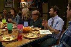 Shelly Desai, Mary Lynn Rajskub, Kaitlin Olson, Danny DeVito, and Charlie Day in 'It's Always Sunny in Philadelphia'