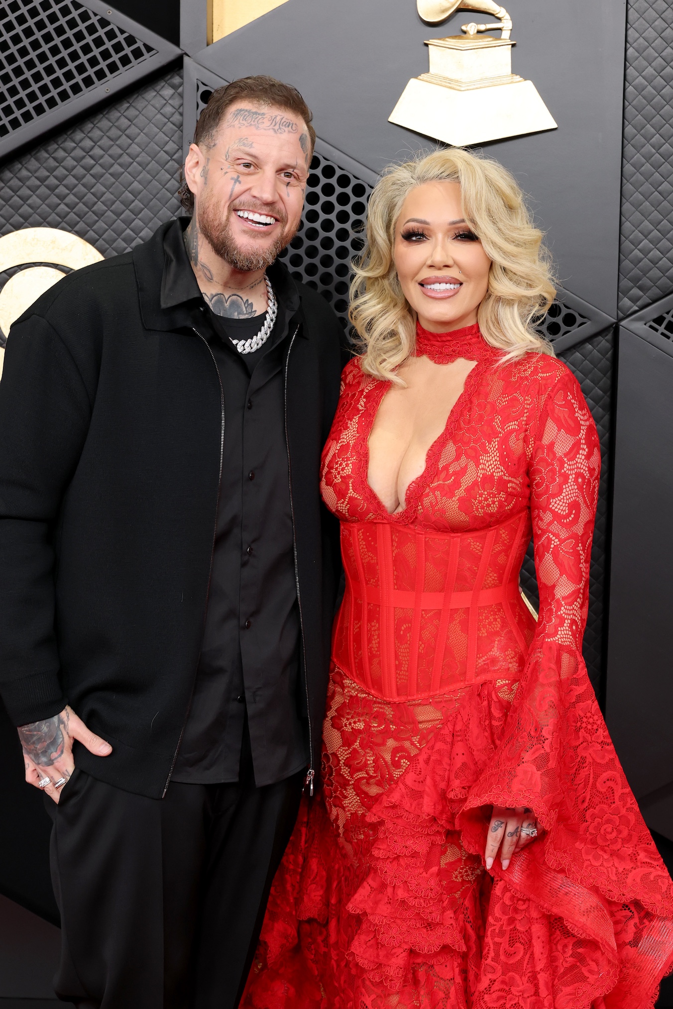 Jelly Roll and Bunnie Xo attend the 68th GRAMMY Awards at Crypto.com Arena on February 01, 2026 in Los Angeles, California.