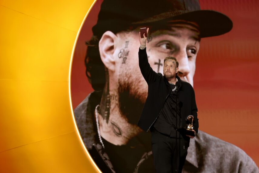 Jelly Roll accepts the award for Best Contemporary Country Album for "Beautifully Broken" onstage during the 68th GRAMMY Awards at Crypto.com Arena on February 01, 2026 in Los Angeles, California.