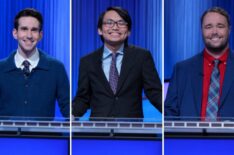 (from left) 'Jeopardy!' 2026 TOC finals players Scott Riccardi, Paolo Pasco, and TJ Fisher