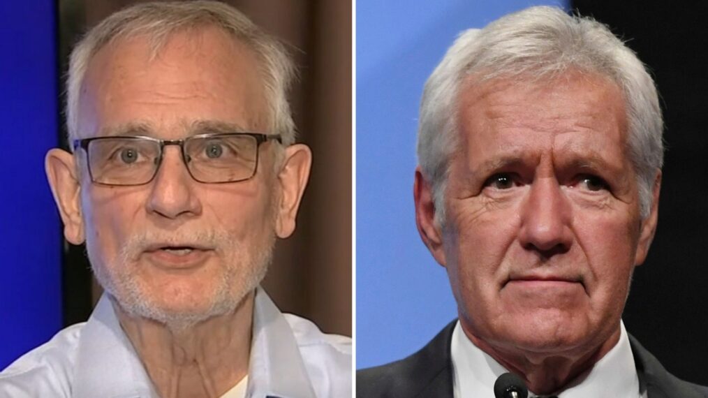 (left) 'Jeopardy!' superfan Jim Birge, (right) former 'Jeopardy!' jost Alex Trebek