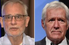 (left) 'Jeopardy!' superfan Jim Birge, (right) former 'Jeopardy!' jost Alex Trebek
