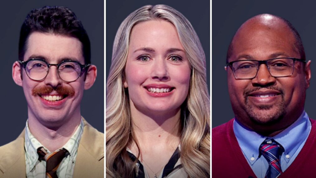 'Jeopardy! Invitational Tournament' 2026 contestants (from left) Isaac Hirsch, Alison Betts, and Josh Hill on February 11, 2026