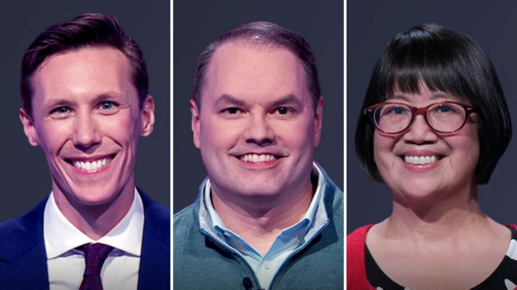 'Jeopardy! Invitational Tournament' 2026 contestants (from left) Eric Ahasic, Roger Craig, and Veronica Vichit-Vadakan, on February 6, 2026