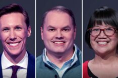 'Jeopardy! Invitational Tournament' 2026 contestants (from left) Eric Ahasic, Roger Craig, and Veronica Vichit-Vadakan, on February 6, 2026