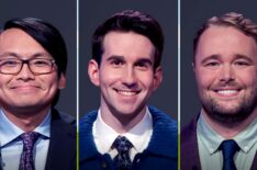 'Jeopardy!' TOC finalists (from left) Paolo Pasco, Scott Riccardi, and TJ Fisher, on February 3,2026