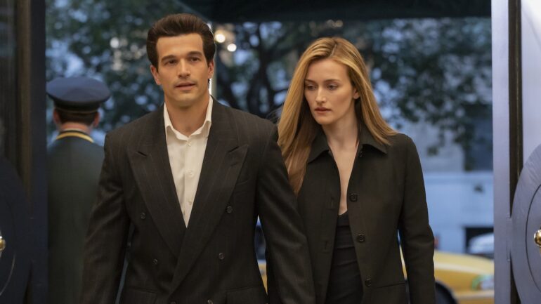 Paul Anthony Kelly as John F. Kennedy Jr., Sarah Pidgeon as Carolyn Bessette in 'Love Story'