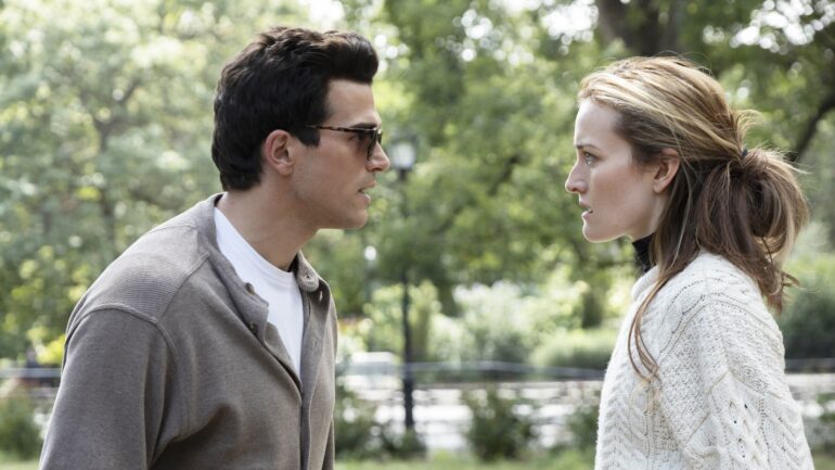 Sarah Pidgeon as Carolyn Bessette, Paul Anthony Kennedy as John F. Kennedy Jr. in 'Love Story'