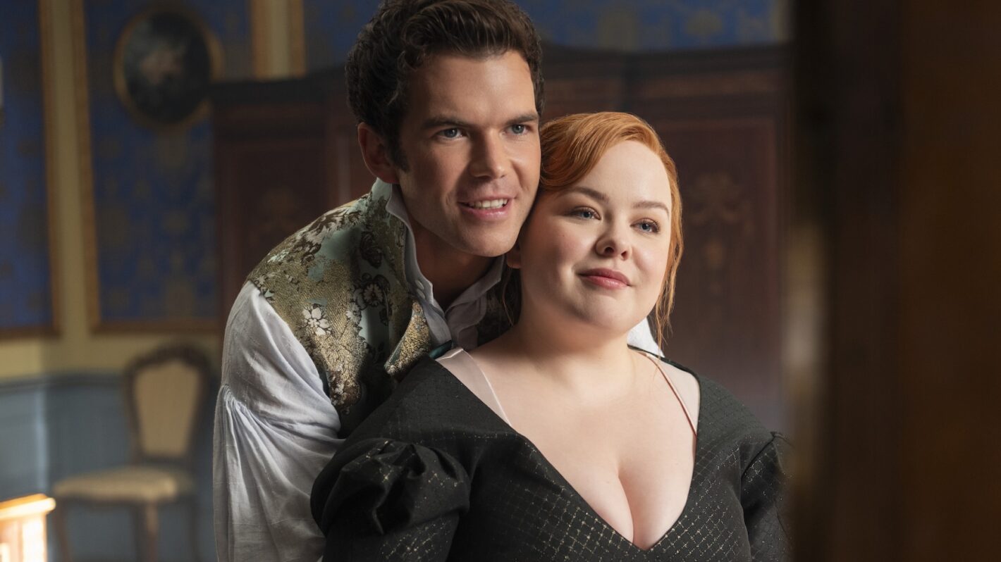 Luke Newton as Colin Bridgerton, Nicola Coughlan as Penelope Bridgerton in 'Bridgerton' Season 4