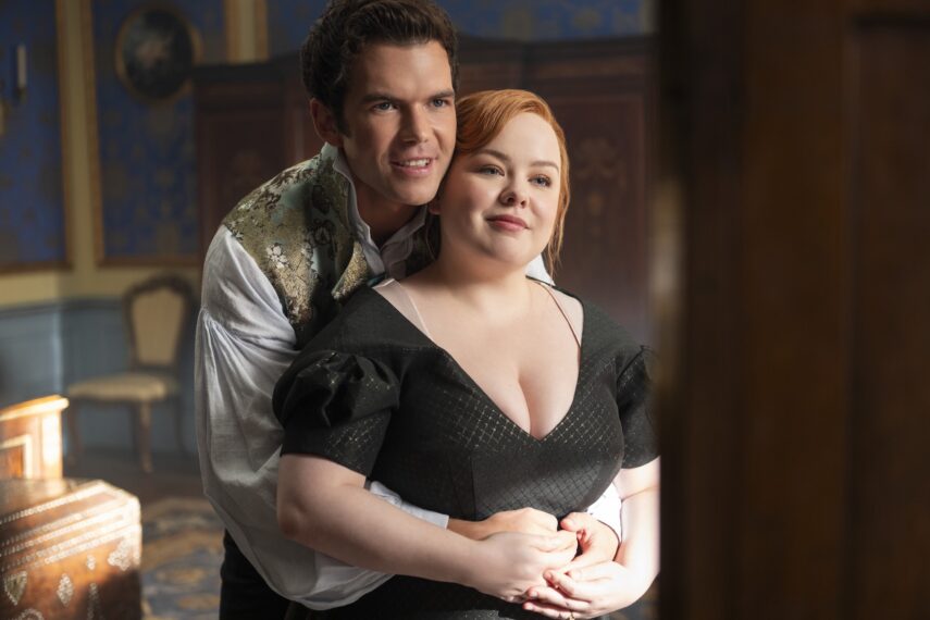 Luke Newton as Colin Bridgerton, Nicola Coughlan as Penelope Bridgerton in 'Bridgerton' Season 4