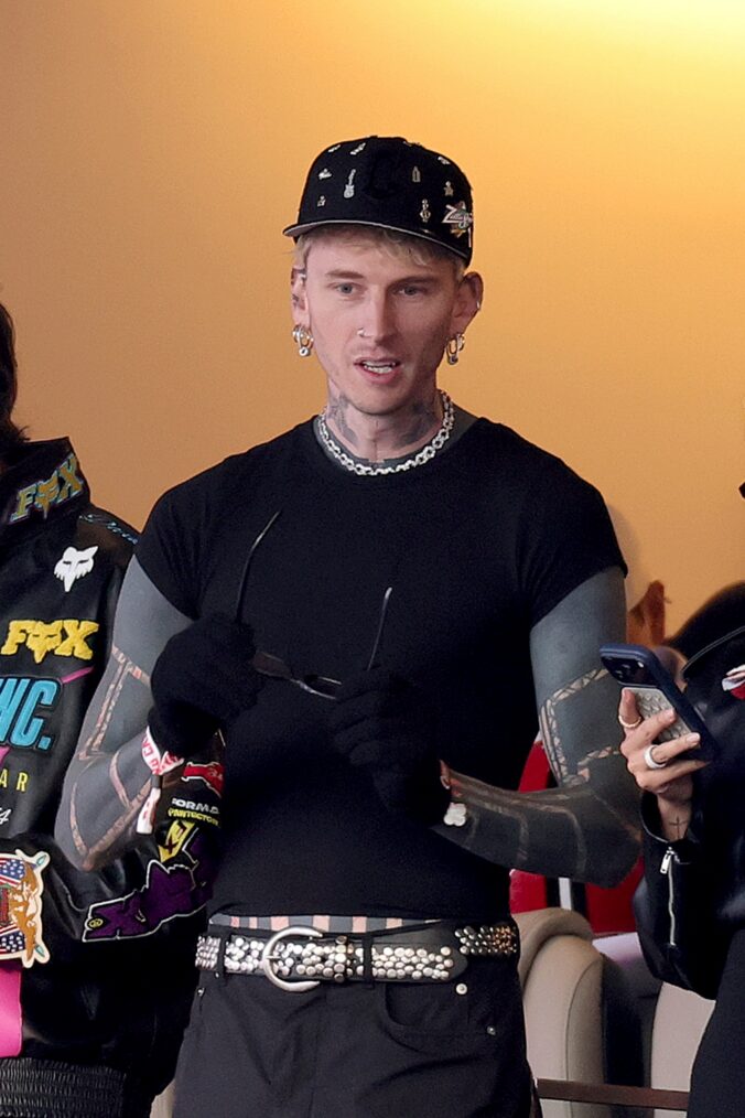 SANTA CLARA, CALIFORNIA - FEBRUARY 08: mgk attends Super Bowl LX at Levi's Stadium on February 08, 2026 in Santa Clara, California