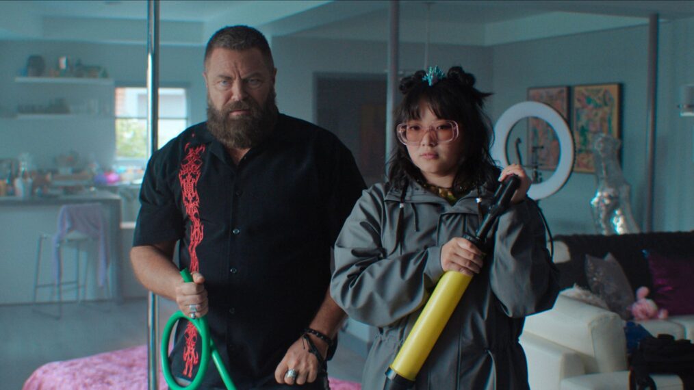 Nick Offerman and Thaddea Graham in 'Margo's Got Money Troubles'