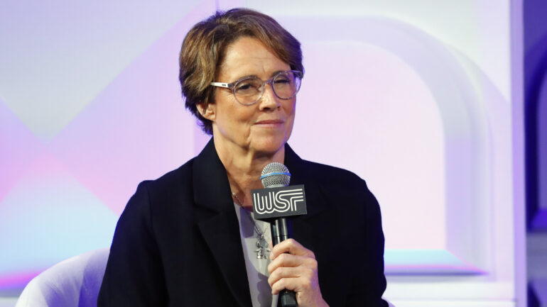 Mary Carillo speaks on stage The Women's Sports Foundation's 2022 Annual Salute To Women In Sports Gala