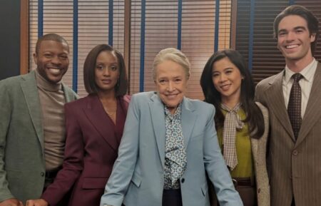 Edwin Hodge, Skye P. Marshall, Kathy Bates, Leah Lewis, and Henry Haber on set of 'Matlock' Season 2
