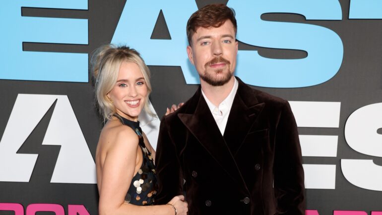 Thea Booysen and MrBeast attend the Los Angeles VIP screening of "Beast Games" Season Two with Jimmy Donaldson aka MrBeast at the Academy Museum of Motion Pictures on January 06, 2026 in Los Angeles, California.