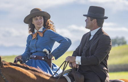 Amber Marshall as Annie Oakley and Yannick Bisson as Detective William Murdoch in 'Murdoch Mysteries' Season 19 Episode 10