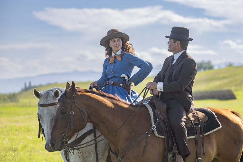 Amber Marshall as Annie Oakley and Yannick Bisson as Detective William Murdoch in 'Murdoch Mysteries' Season 19 Episode 10